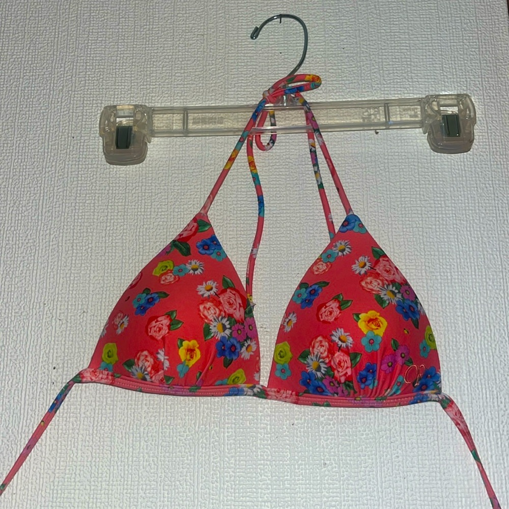 Ocean Pacific (OP) Orange Floral Push-Up Bikini Top | Size S